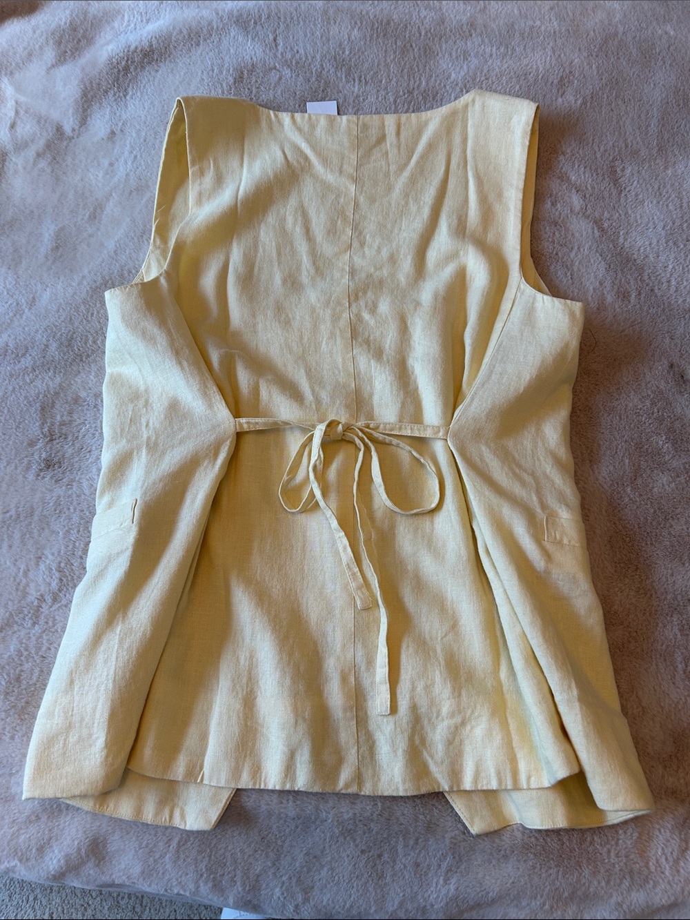 LOFT Pale Yellow Sleeveless Button-Front Linen Tunic - Picture 2 of 6